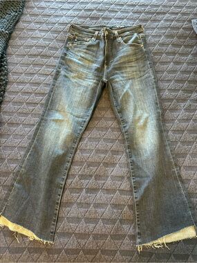 AG Adriano Goldschmied Dark Wash Boot Cut Jeans with Raw Hem